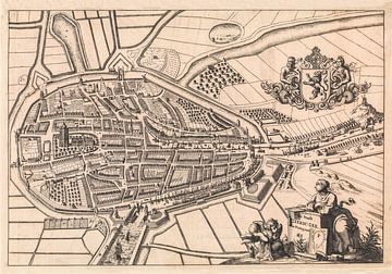 Map of Zierikzee (Zeeland), anno ca 1696, with black frame. by Gert Hilbink
