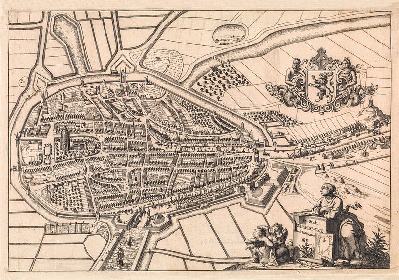 Plattegrond van Zierikzee (Zeeland) van anno ca 1696 van Gert Hilbink