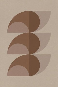 Moderne abstracte geometrische kunst in retrostijl in bruin en beige nr. 14 van Dina Dankers