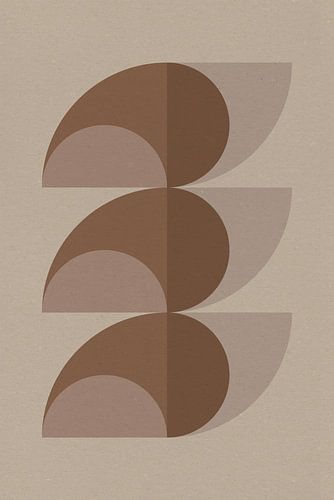 Art géométrique abstrait moderne de style rétro en brun et beige No 14