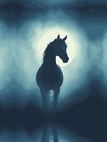 Mystiek Paarden Silhouet - Betoverende Nacht Muur Kunst