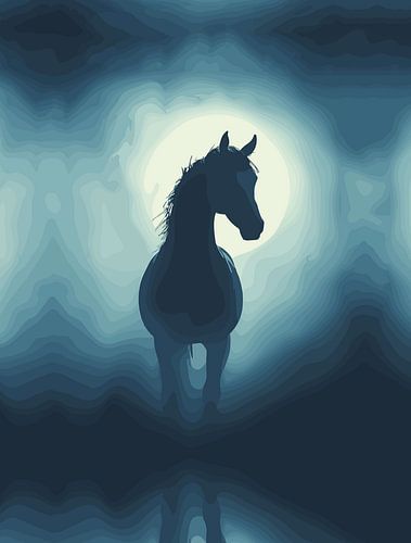 Mystiek Paarden Silhouet - Betoverende Nacht Muur Kunst