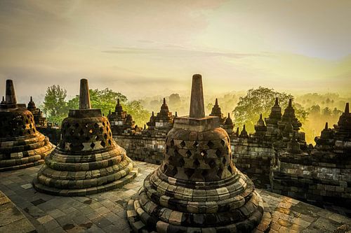 Zonsopkomst Borobodur op Java