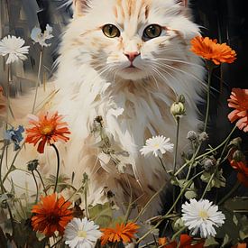 Cat with wild flowers by ColorCat