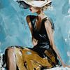 Sea Breeze, vrouw met zonnehoed van Studio Allee