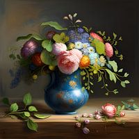 Vaas met exotische bloemen - klassiek romantisch II