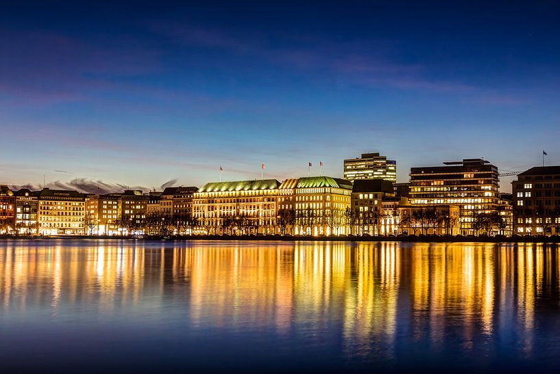 Hamburg by night on the Inner Alster by Michel Lask