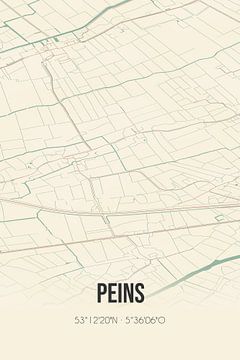 Vintage landkaart van Peins (Fryslan) van Rezona