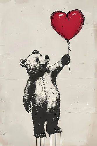 Ours avec ballon en forme de cœur