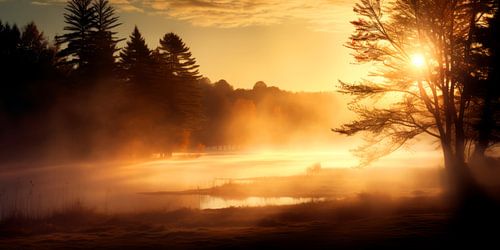 Zonsopkomst Reflecteert op Verlaten Vennetje