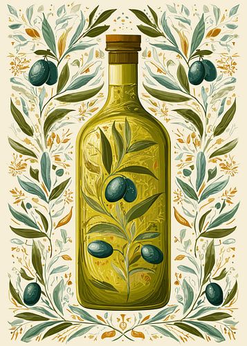 Gedetailleerde olijfoliefles