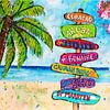 Panneau de signalisation coloré des Caraïbes sur Happy Paintings / Renata Rolefes