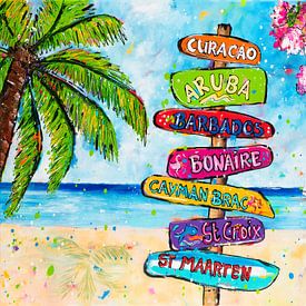 Bunter Wegweiser Karibik von Happy Paintings