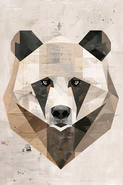Abstract Bear in Geometric Cubist Style by Art & Soul Creations