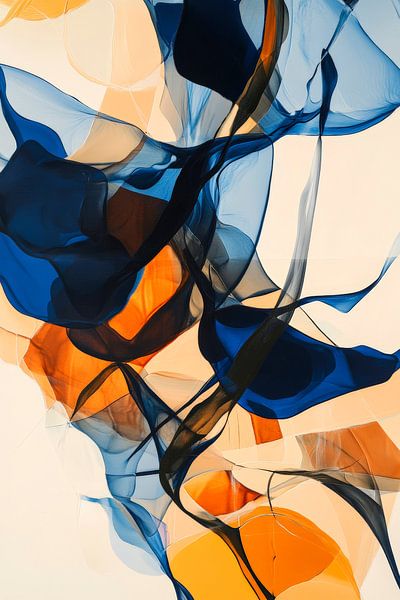 Farbenspiel aus Blau und Orange – Abstrakt von Poster Art Shop