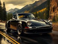 Zwarte Porsche in berglandschap_3