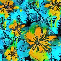 Peinture abstraite avec fantaisie florale