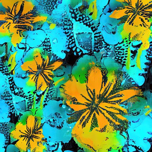 Abstract painting with floral fantasy