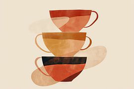 Abstracte koffiekopjes van Poster Art Shop
