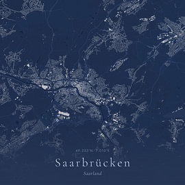 Historische Landkarte von Saarbrücken, Deutschland von Ortsdrucke