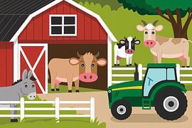Farm with animals and tractor by Art & Soul Creations