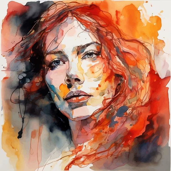 Peinture aquarelle minimaliste d'une femme par MIROKKU