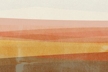 Abstract Minimalist Landscape in pink, yellow, burnt orange by Abstract Minimalist Art