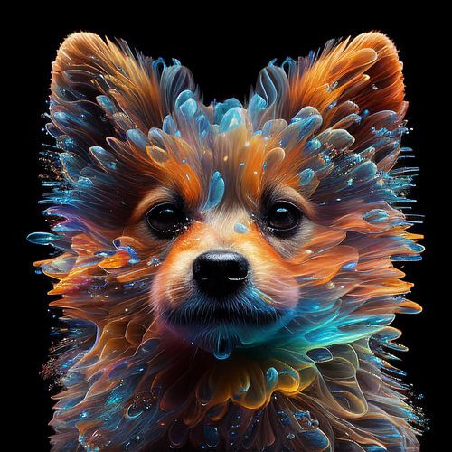 Colourful illustration of an adorable Pomchi.