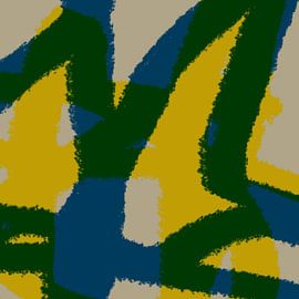 Pop of colors. Neon art. Abstract lines in blue and yellow by Dina Dankers