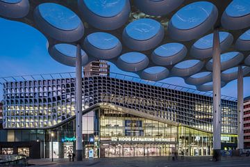 People walking under the bulb roof are shopping in the Hoog Catharijne shopping center, Utrecht by John Verbruggen