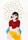 Polka-dot Girl Sitting in a Chair by Karolina Grenczyk thumbnail