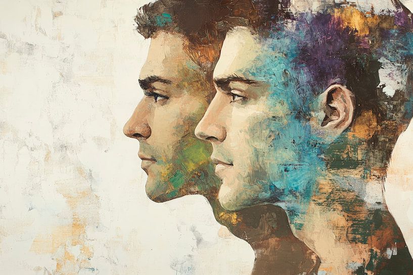 Zwei Profile in Farben und Texturen von Poster Art Shop