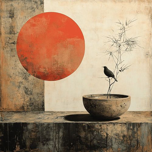 Zen-Mönch in Meditation: Zeitlose Stille im antiken Stil