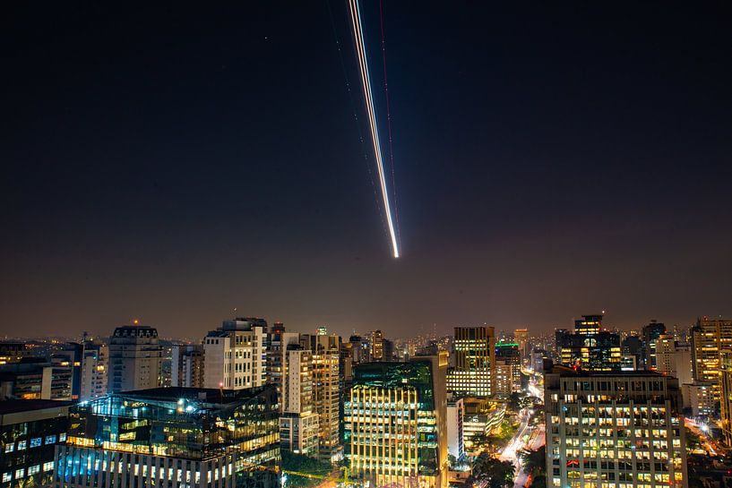 Approche d'atterrissage au-dessus de Sao Paulo, Brésil par Guenter Purin