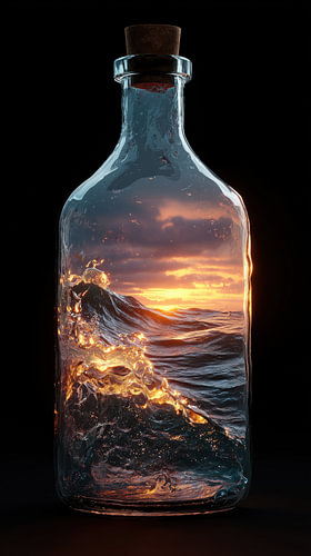Zee in glazen fles
