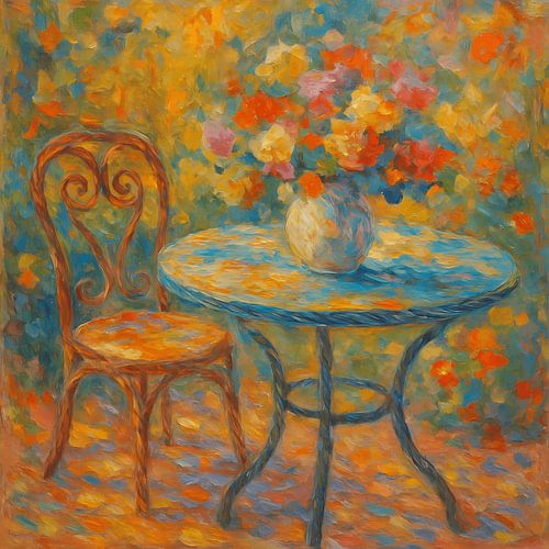 Garden Table with Flowers by Abdelaziz Elachaary
