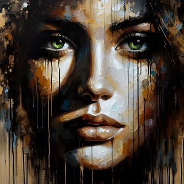 Green Eyed woman van FoXo Art