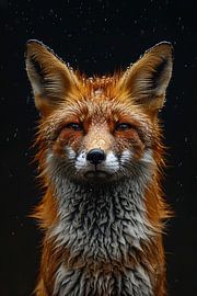 Portret van een vos in de regen van Art & Soul Creations