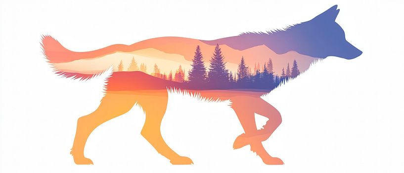 Running wolf by Poster Art Shop
