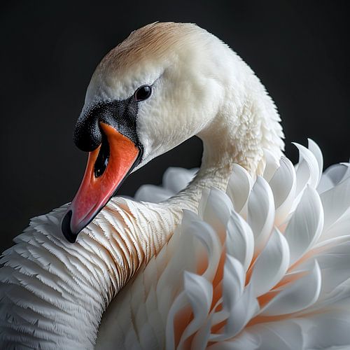 Ein eleganter weißer Schwan mit anmutig geschwungenem Hals