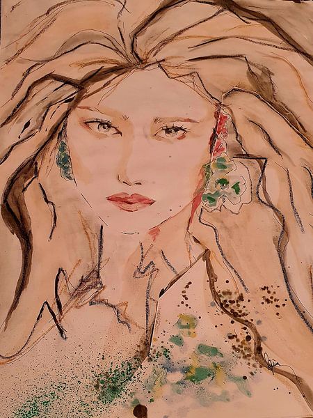 green earring design by art by Tinam