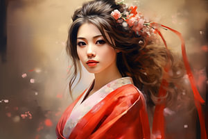 Japanische Schönheit Frau, Kunst Design