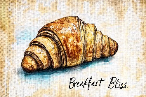 Croissant aquarellé avec texte