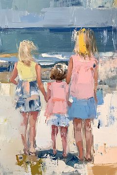 Kinderen aan de zee schilderij van Imperial Art House