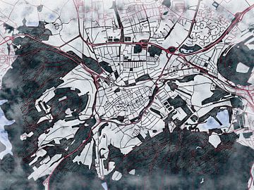 Kaart van Goslar in de stijl 'White Winter' van Maporia