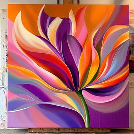 Abstract flower colourful modern artwork by Wilma Mesman