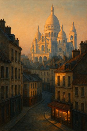 Montmartre bij zonsondergang - Avondkunst Parijs