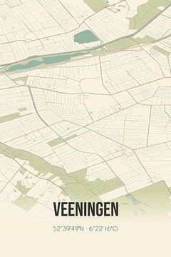 Vintage landkaart van Veeningen (Drenthe) van MijnStadsPoster