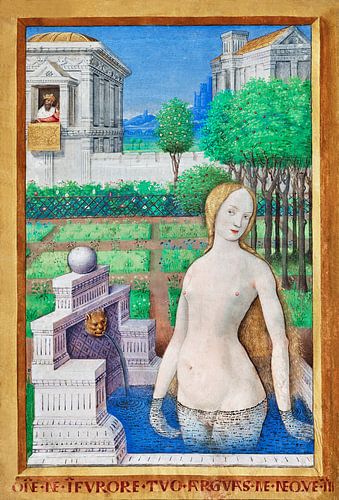 Bathseba badend, Jean Bourdichon, 1498–1499