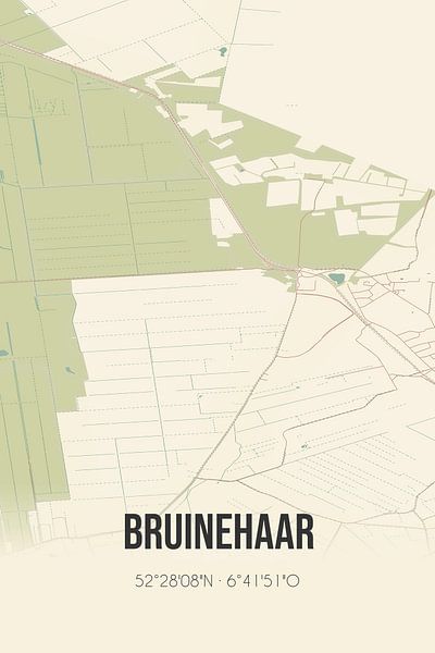 Carte ancienne de Bruinehaar (Overijssel) par Affiches de lieux
